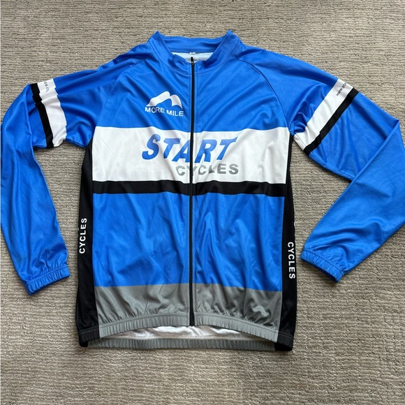 Start Cycles Biking Jersey Men's Blue Mesh Long Sleeves Large New With Tags - Picture 1 of 4